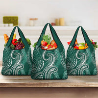 Polynesia Plumeria Lei Grocery Bag Sage Green Curves Motif