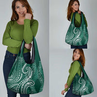 Polynesia Plumeria Lei Grocery Bag Sage Green Curves Motif
