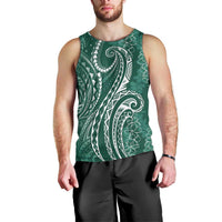 Polynesia Plumeria Lei Men Tank Top Sage Green Curves Motif