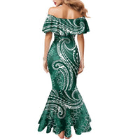 Polynesia Plumeria Lei Mermaid Dress Sage Green Curves Motif