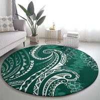 Polynesia Plumeria Lei Round Carpet Sage Green Curves Motif