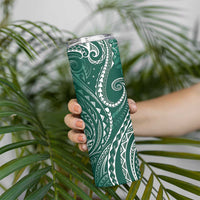 Polynesia Plumeria Lei Skinny Tumbler Sage Green Curves Motif LT7 - Polynesian Pride