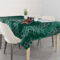 Polynesia Plumeria Lei Tablecloth Sage Green Curves Motif