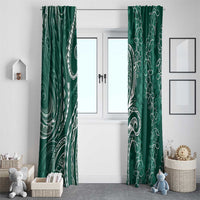 Polynesia Plumeria Lei Window Curtain Sage Green Curves Motif