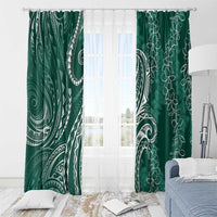 Polynesia Plumeria Lei Window Curtain Sage Green Curves Motif