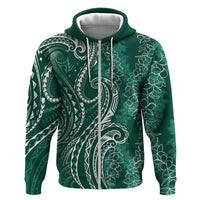 Polynesia Plumeria Lei Zip Hoodie Sage Green Curves Motif