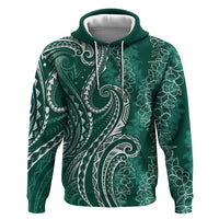 Polynesia Plumeria Lei Zip Hoodie Sage Green Curves Motif