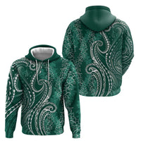 Polynesia Plumeria Lei Zip Hoodie Sage Green Curves Motif