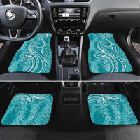 Polynesia Plumeria Lei Car Mats Teal Curves Motif