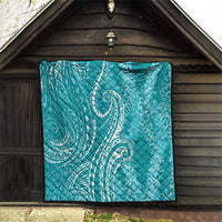 Polynesia Plumeria Lei Quilt Teal Curves Motif