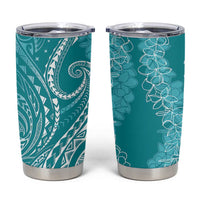 Polynesia Plumeria Lei Tumbler Cup Teal Curves Motif LT7 Teal - Polynesian Pride