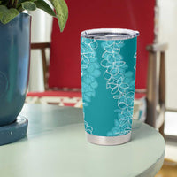Polynesia Plumeria Lei Tumbler Cup Teal Curves Motif LT7 - Polynesian Pride