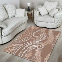 Polynesia Plumeria Lei Area Rug Beige Curves Motif