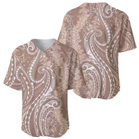 Polynesia Plumeria Lei Baseball Jersey Beige Curves Motif