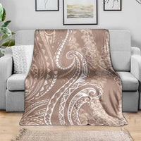 Polynesia Plumeria Lei Blanket Beige Curves Motif