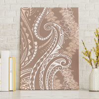 Polynesia Plumeria Lei Canvas Wall Art Beige Curves Motif