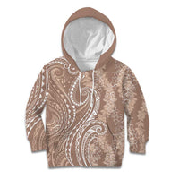 Polynesia Plumeria Lei Kid Hoodie Beige Curves Motif