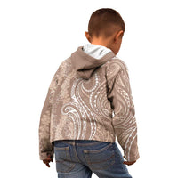 Polynesia Plumeria Lei Kid Hoodie Beige Curves Motif