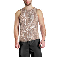 Polynesia Plumeria Lei Men Tank Top Beige Curves Motif