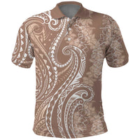 Polynesia Plumeria Lei Polo Shirt Beige Curves Motif