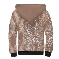 Polynesia Plumeria Lei Sherpa Hoodie Beige Curves Motif LT7 - Polynesian Pride