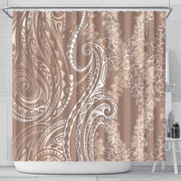 Polynesia Plumeria Lei Shower Curtain Beige Curves Motif