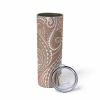 Polynesia Plumeria Lei Skinny Tumbler Beige Curves Motif LT7 - Polynesian Pride