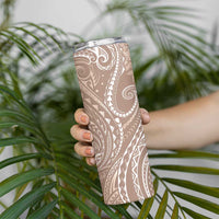 Polynesia Plumeria Lei Skinny Tumbler Beige Curves Motif LT7 - Polynesian Pride