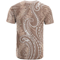 Polynesia Plumeria Lei T Shirt Beige Curves Motif LT7 - Polynesian Pride