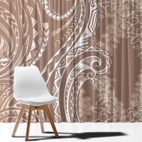 Polynesia Plumeria Lei Window Curtain Beige Curves Motif