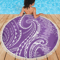 Polynesia Plumeria Lei Beach Blanket Periwinkle Curves Motif