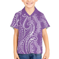 Polynesia Plumeria Lei Family Matching Long Sleeve Bodycon Dress and Hawaiian Shirt Periwinkle Curves Motif