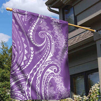 Polynesia Plumeria Lei Garden Flag Periwinkle Curves Motif