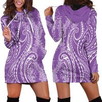 Polynesia Plumeria Lei Hoodie Dress Periwinkle Curves Motif LT7 - Polynesian Pride