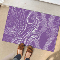Polynesia Plumeria Lei Rubber Doormat Periwinkle Curves Motif LT7 - Polynesian Pride