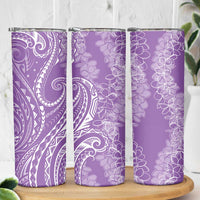 Polynesia Plumeria Lei Skinny Tumbler Periwinkle Curves Motif LT7 - Polynesian Pride