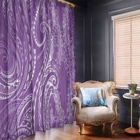 Polynesia Plumeria Lei Window Curtain Periwinkle Curves Motif