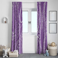 Polynesia Plumeria Lei Window Curtain Periwinkle Curves Motif