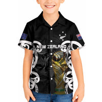 New Zealand WC2026 Custom Black Kid Hawaiian Shirt Silver Fern LT7 Kid Black - Polynesian Pride