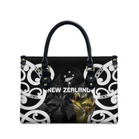 New Zealand WC2026 Black Leather Bag Silver Fern