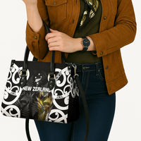 New Zealand WC2026 Black Leather Bag Silver Fern