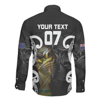 New Zealand WC2026 Custom Black Long Sleeve Button Shirt Silver Fern LT7 - Polynesian Pride