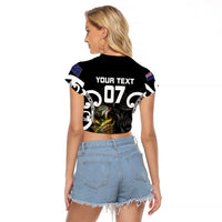 New Zealand WC2026 Custom Black Raglan Cropped T Shirt Silver Fern