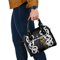 New Zealand WC2026 Black Shoulder Handbag Silver Fern