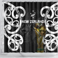 New Zealand WC2026 Black Shower Curtain Silver Fern