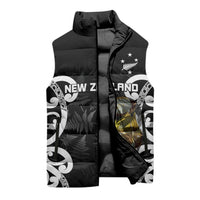 New Zealand WC2026 Custom Black Sleeveless Puffer Jacket Silver Fern