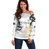 New Zealand WC2026 Custom White Off Shoulder Sweater Silver Fern