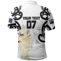 New Zealand Football WC2026 Custom White Polo Shirt Silver Fern LT7 - Polynesian Pride