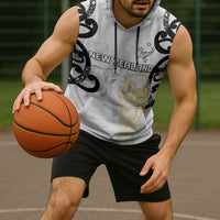 New Zealand WC2026 Custom White Sleeveless Hoodie Silver Fern