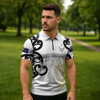 New Zealand WC2026 Custom White Zipper Polo Shirt Silver Fern LT7 - Polynesian Pride